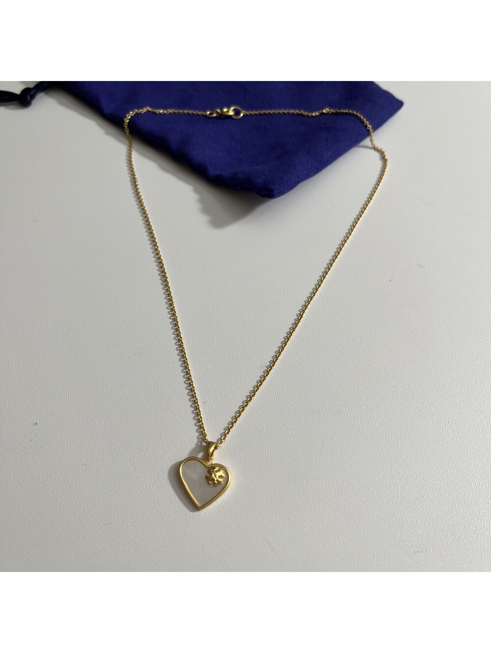 Tory Burch Roxanne heart logo charm pendant necklace